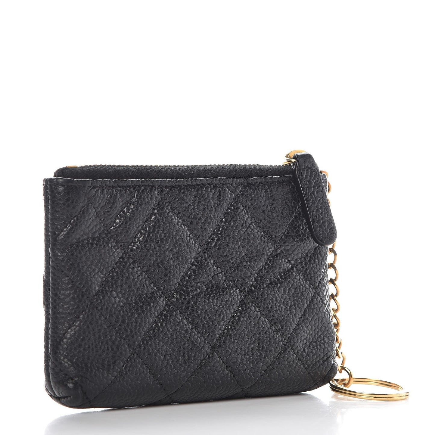 Caviar Quilted Key Holder Case Black