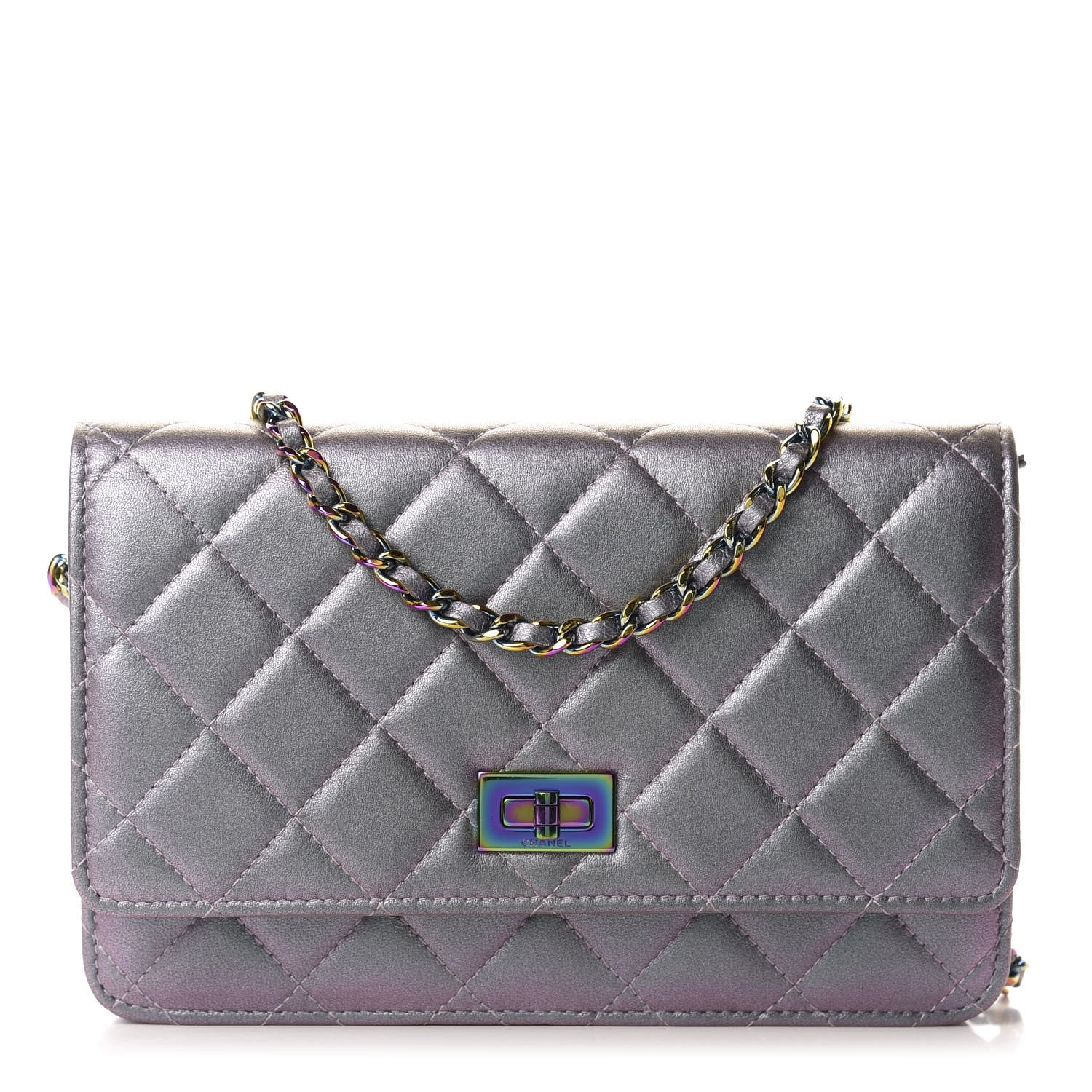 Chanel Iridescent Lambskin Quilted Reissue Wallet On Chain WOC Light Purple 1 of 13