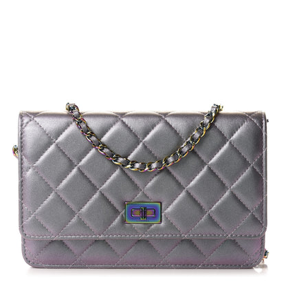 Chanel Iridescent Lambskin Quilted Reissue Wallet On Chain WOC Light Purple 1 of 13