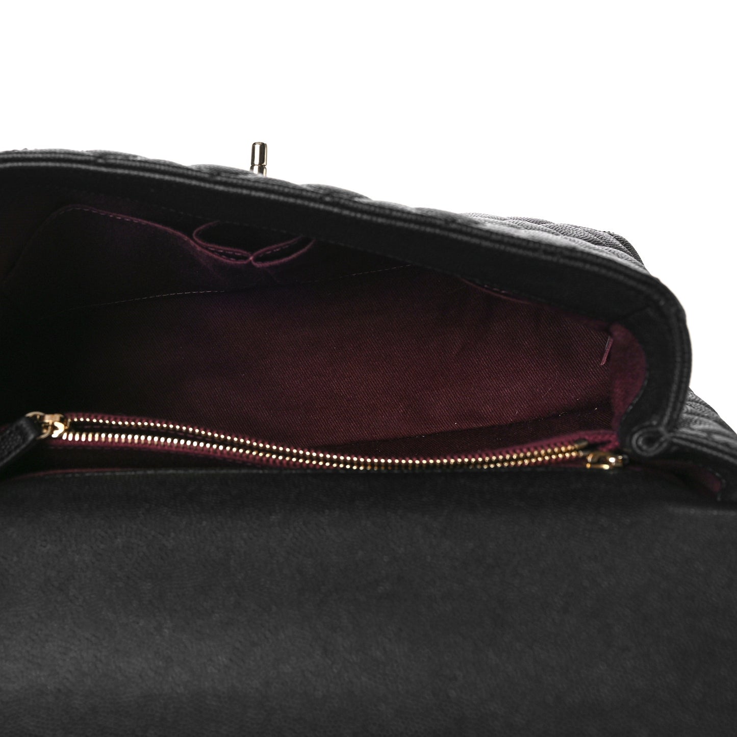 Caviar Quilted Small Coco Handle Flap Black