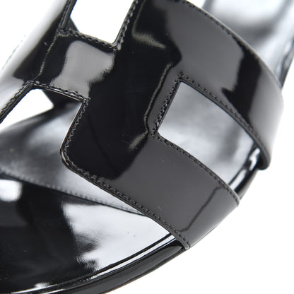 Hermes Patent Oasis Sandals 40 Black 9 of 11