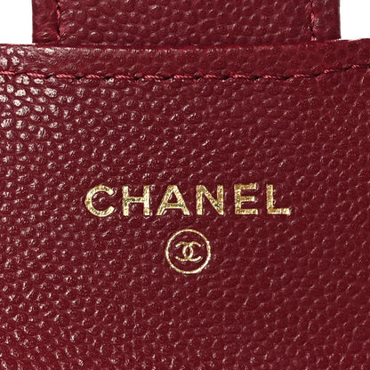 Chanel Iridescent Caviar Quilted Flap Card Holder Wallet Burgundy 8 of 9