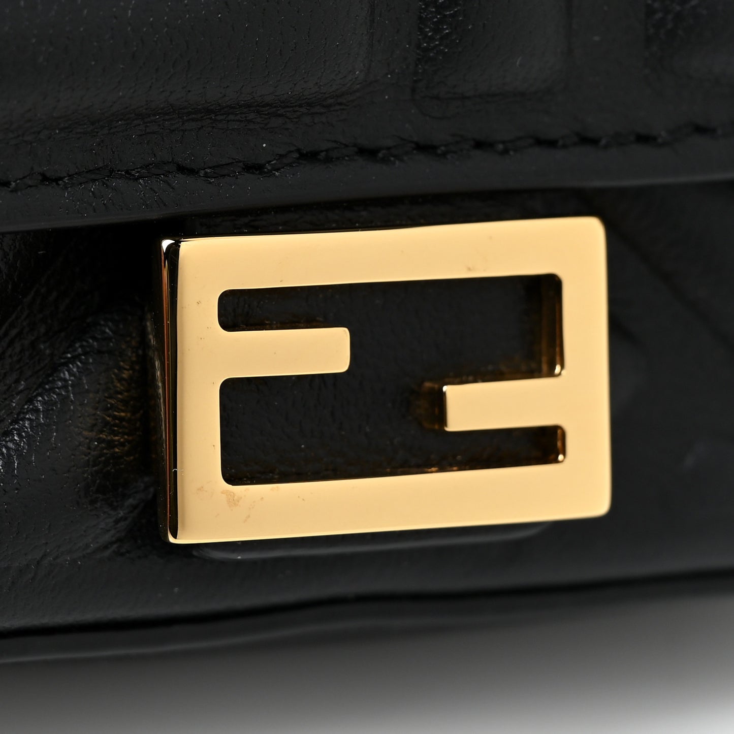 Nappa Matisse FF Embossed Nano Baguette Charm Black