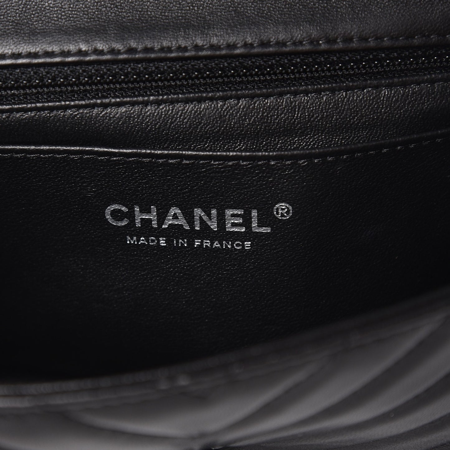 Lambskin Chevron Quilted Mini Rectangular Flap So Black