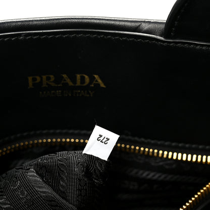 Prada Soft Calfskin Triangolo Symbole Embossed Small Tote Black 7 of 10