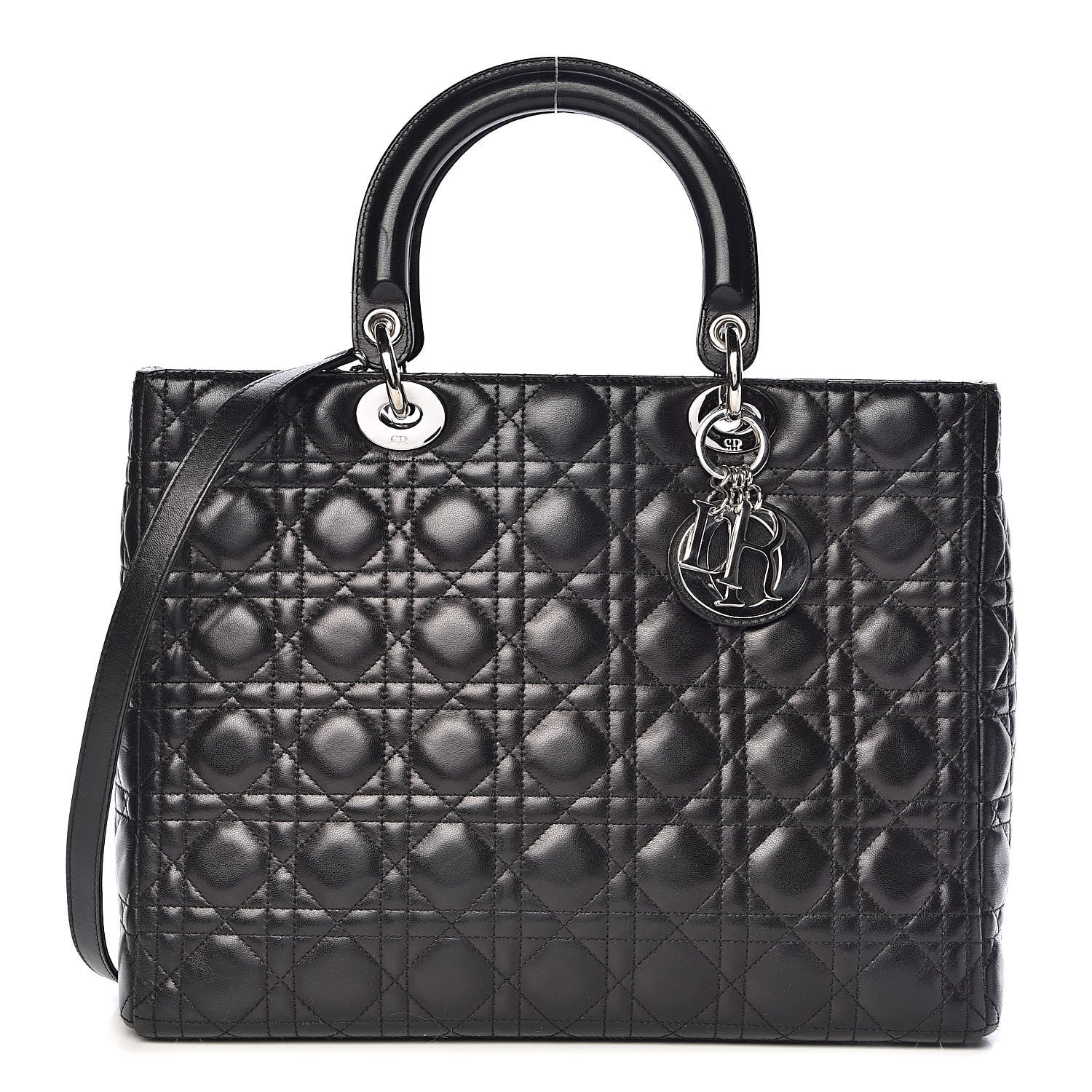Christian Dior Lambskin Cannage Large Lady Dior Black 1 of 15