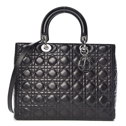 Christian Dior Lambskin Cannage Large Lady Dior Black 1 of 15