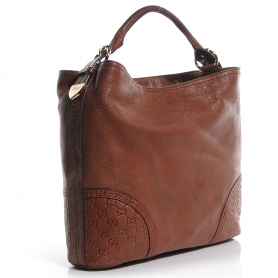Leather Guccissima Signoria Hobo Brown