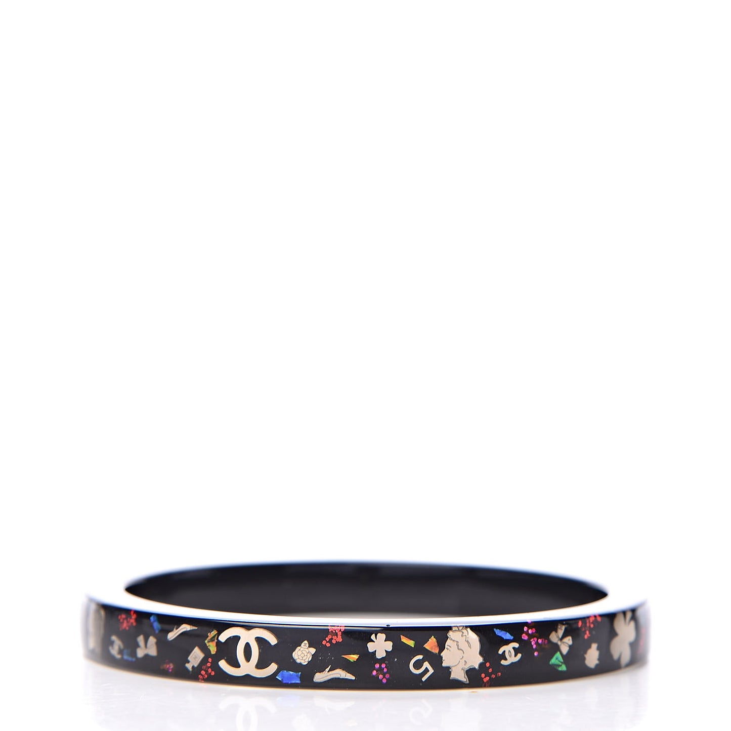 Lucite Glitter CC Bangle Black