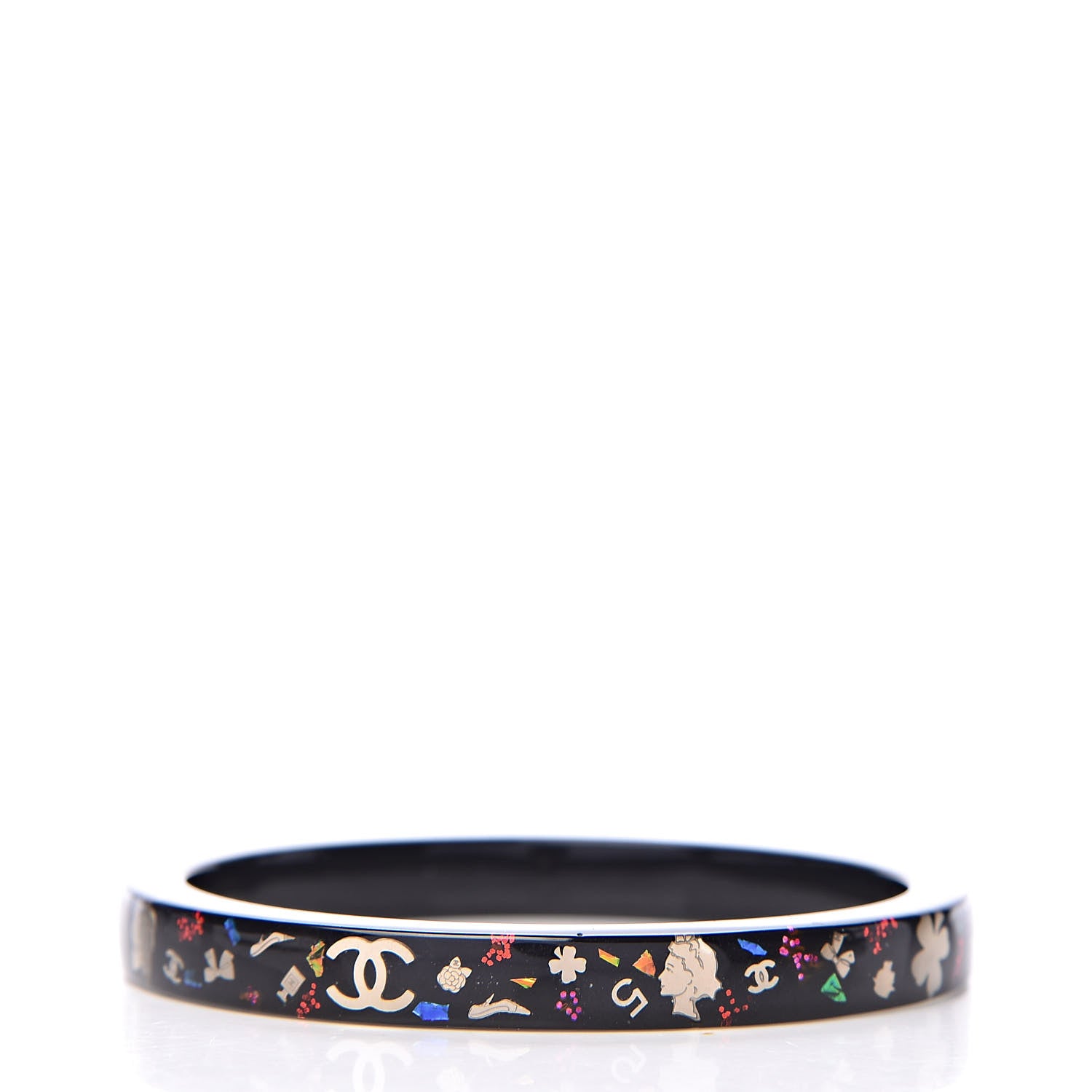 Chanel Lucite Glitter CC Bangle Black 3 of 5
