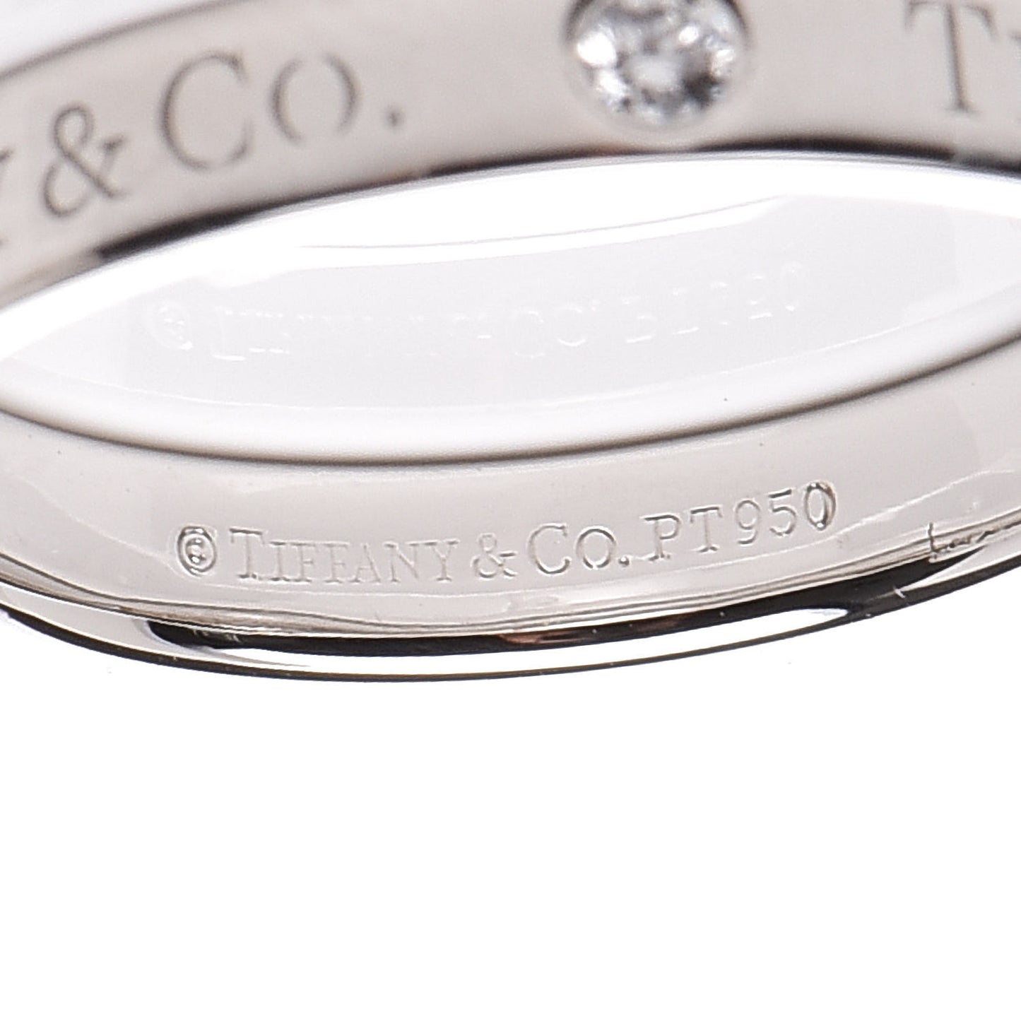 Platinum Diamond Logo Band Ring 52 6