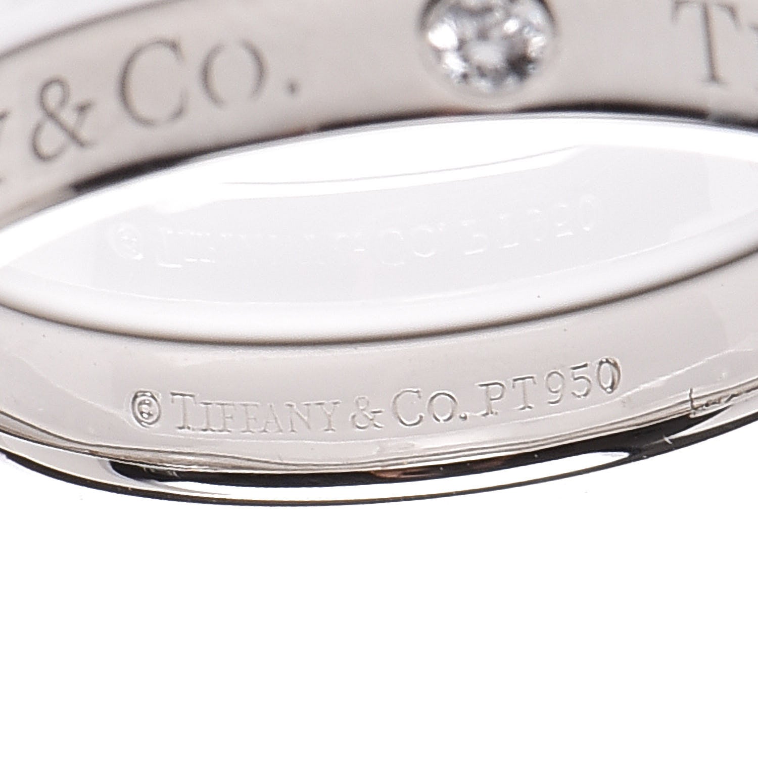 Tiffany Platinum Diamond Logo Band Ring 52 6 4 of 4