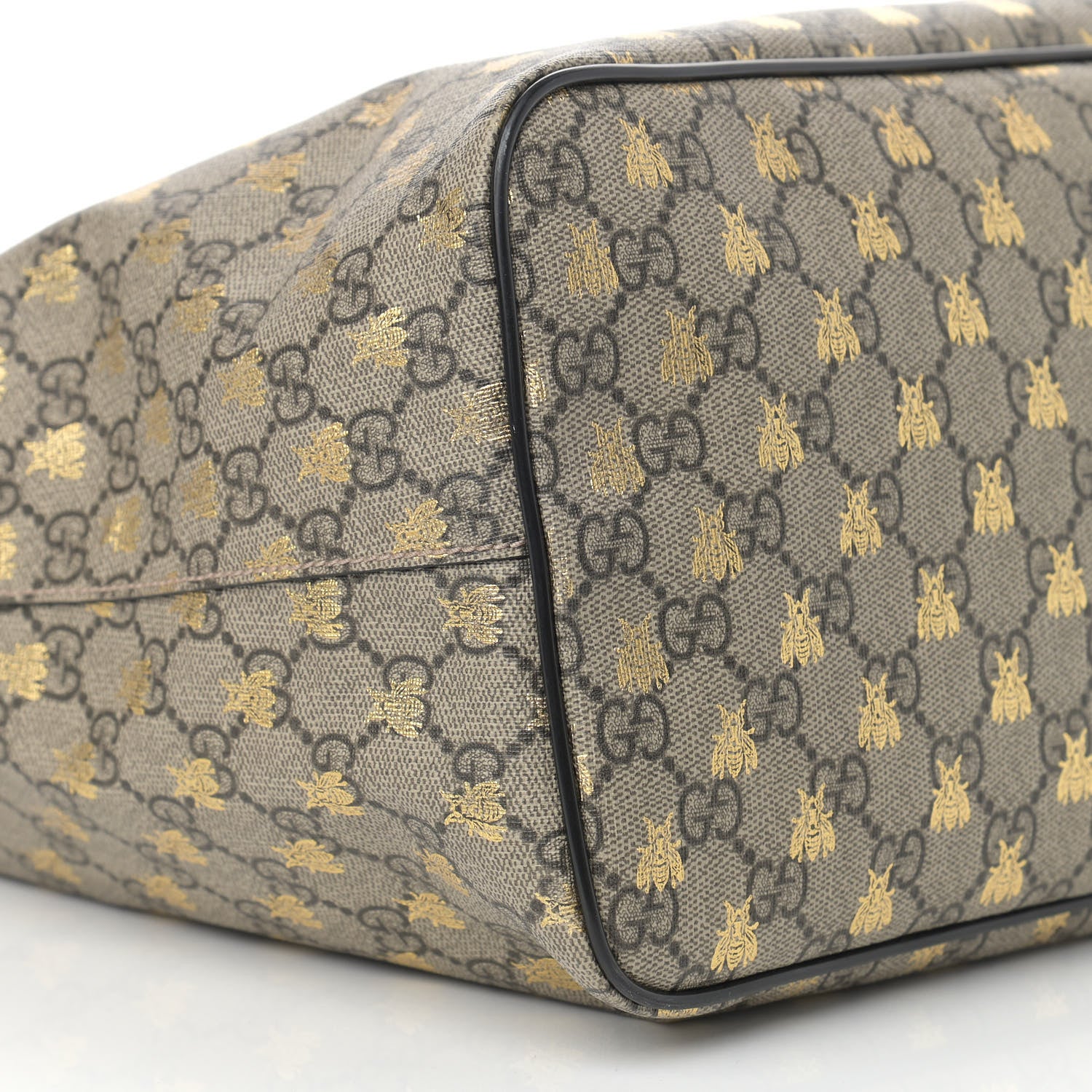 Gucci Soft GG Supreme Monogram Bees Medium Crossbody Tote Beige Oro Black 9 of 11