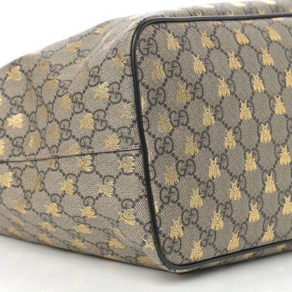 Gucci Soft GG Supreme Monogram Bees Medium Crossbody Tote Beige Oro Black 9 of 11