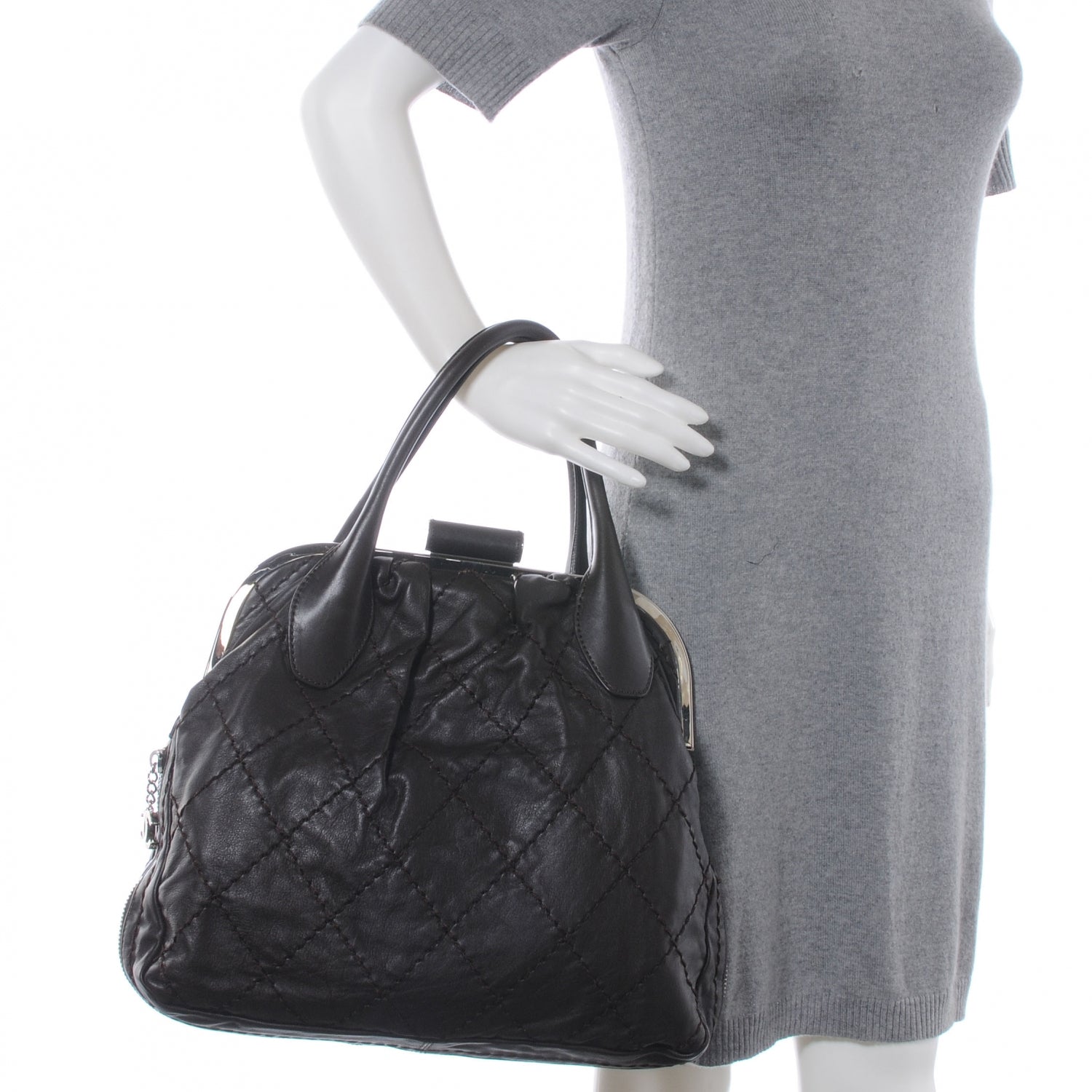 Chanel Lambskin Expandable Stitched Frame Top Bag Dark Brown 2 of 8