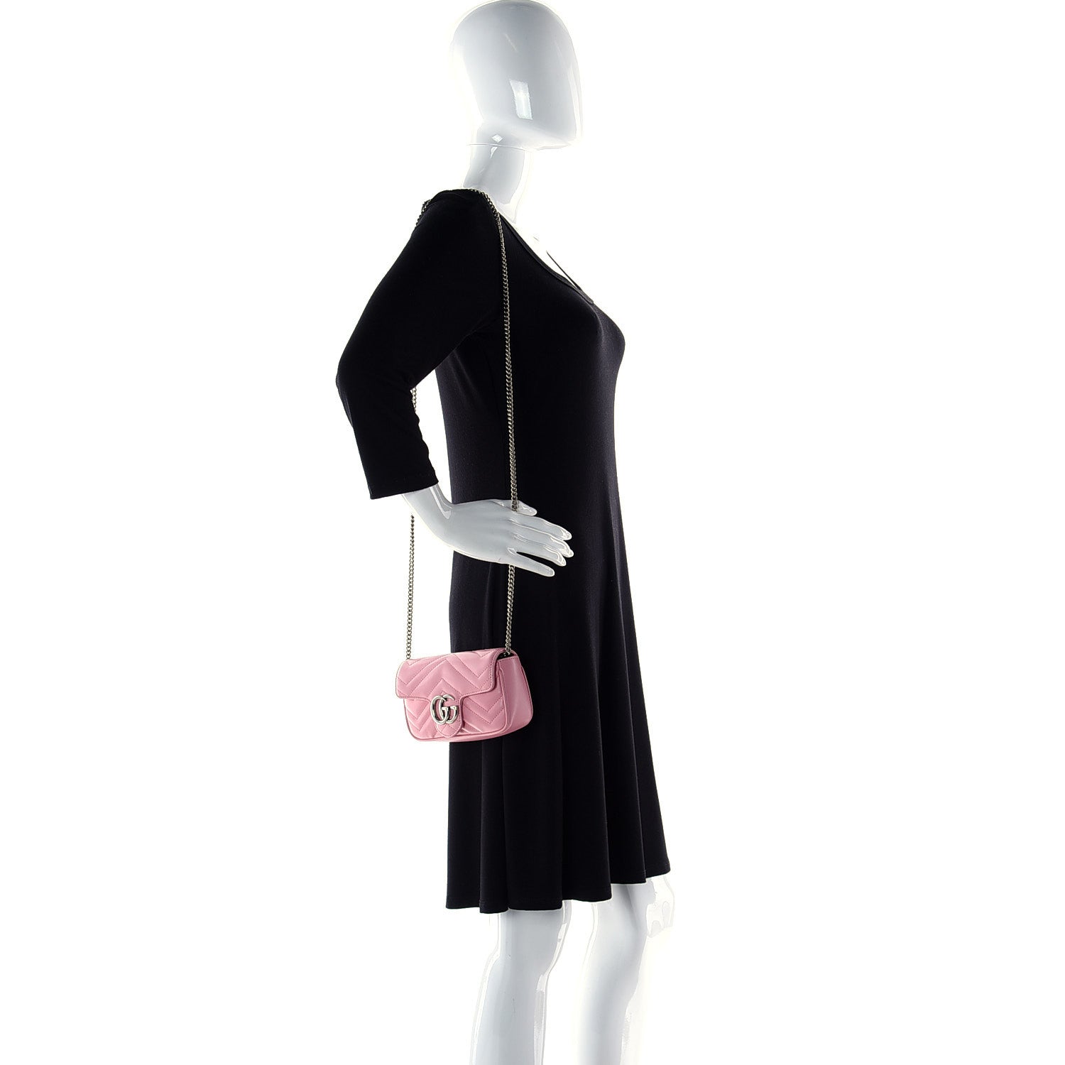 Gucci Calfskin Matelasse Super Mini GG Marmont Shoulder Bag Wild Rose 2 of 14