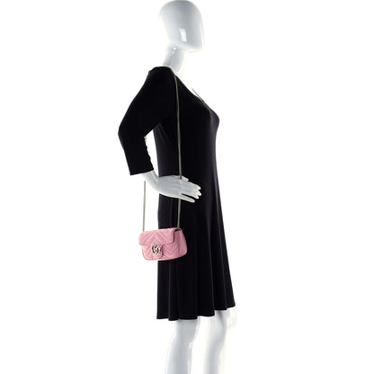 Gucci Calfskin Matelasse Super Mini GG Marmont Shoulder Bag Wild Rose 2 of 14