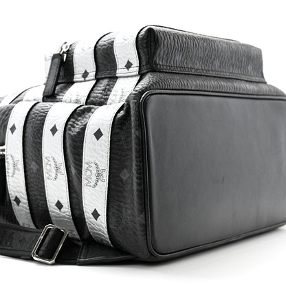 MCM Metallic Visetos Striped Medium Stark Backpack Silver Black 9 of 12