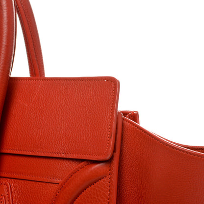 Celine Drummed Calfskin Mini Luggage Coquelicot 9 of 14