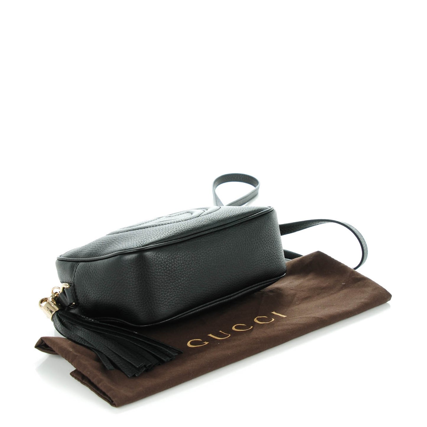 Pebbled Calfskin Small Soho Disco Bag Black