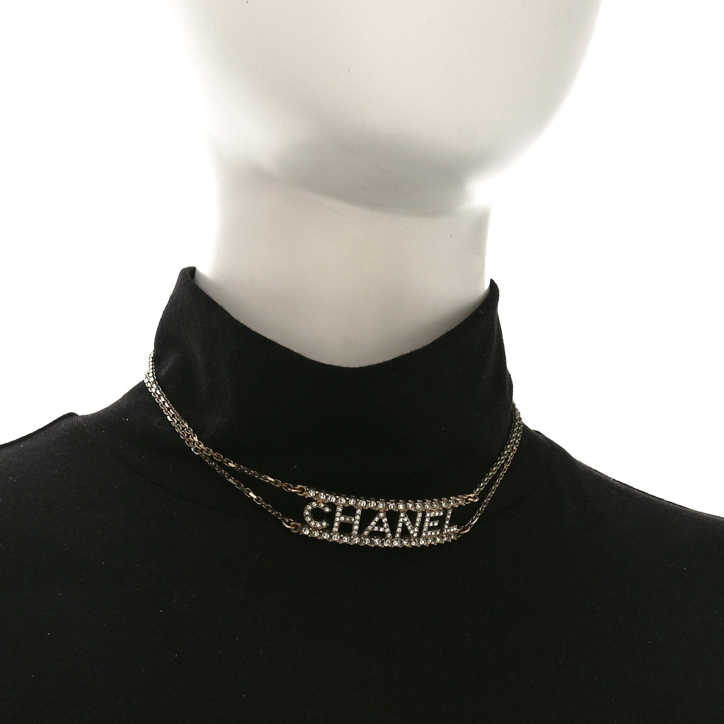 Metal Crystal Logo Choker Necklace Gold
