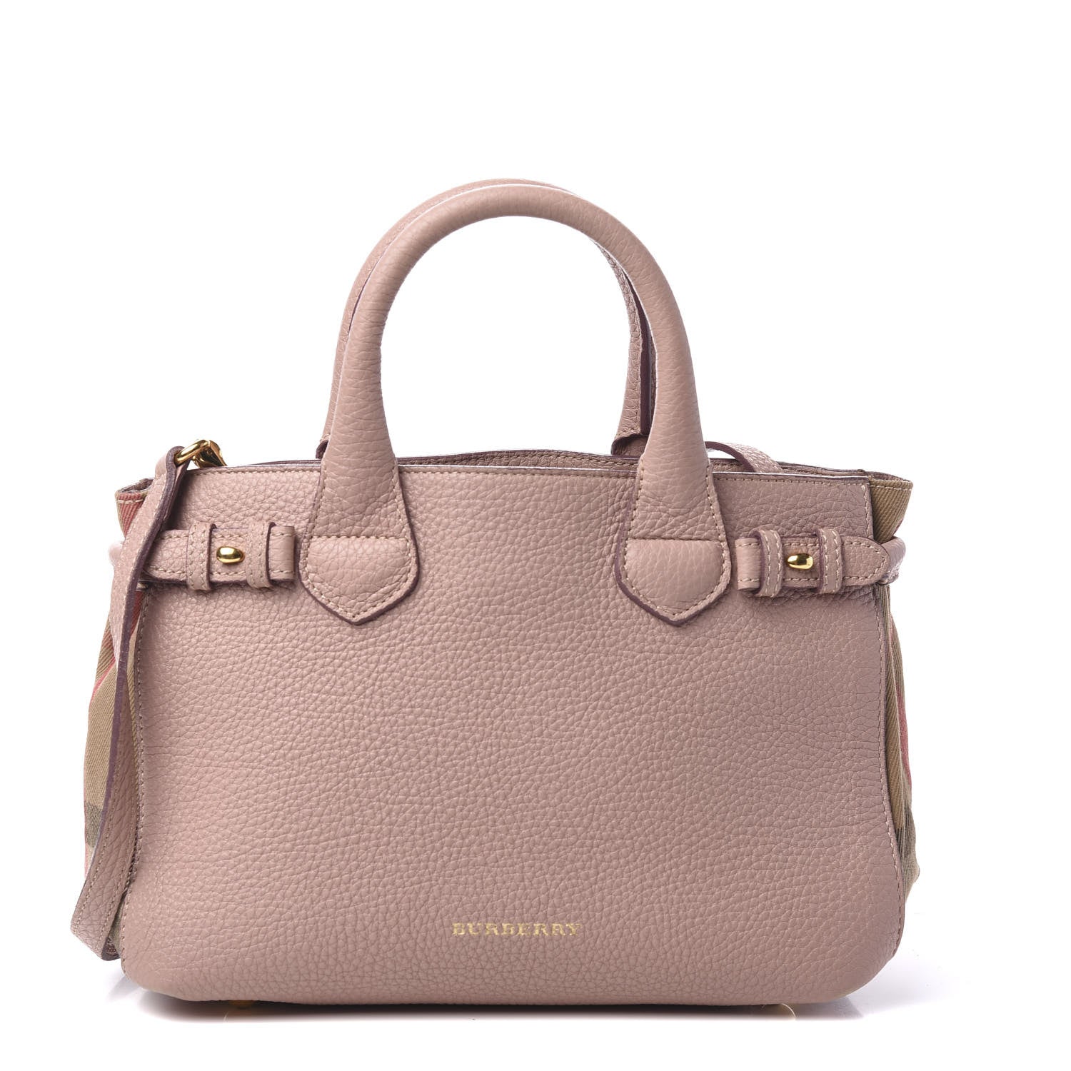 Burberry Grainy Calfskin House Check Small Banner Tote Pale Orchid 1 of 10