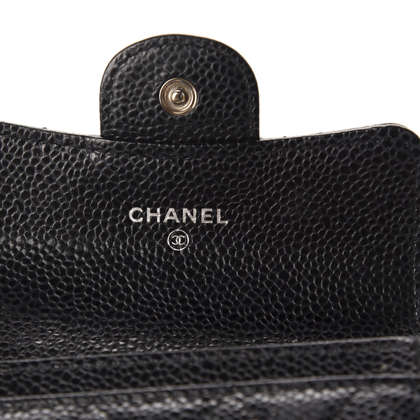 Caviar Quilted Flap Card Holder Black