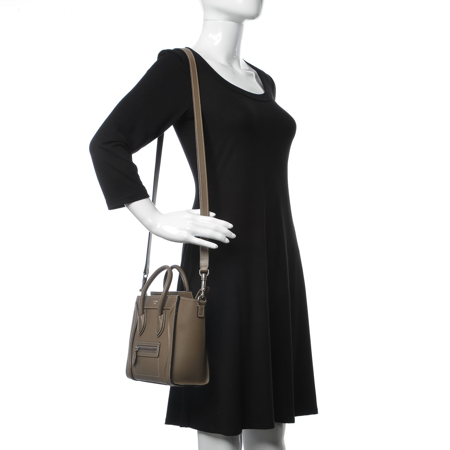 Celine Drummed Calfskin Nano Luggage Souris 2 of 12