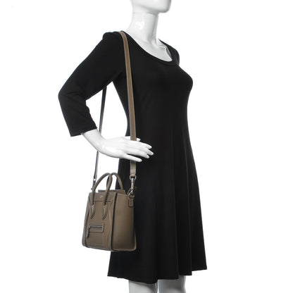 Celine Drummed Calfskin Nano Luggage Souris 2 of 12