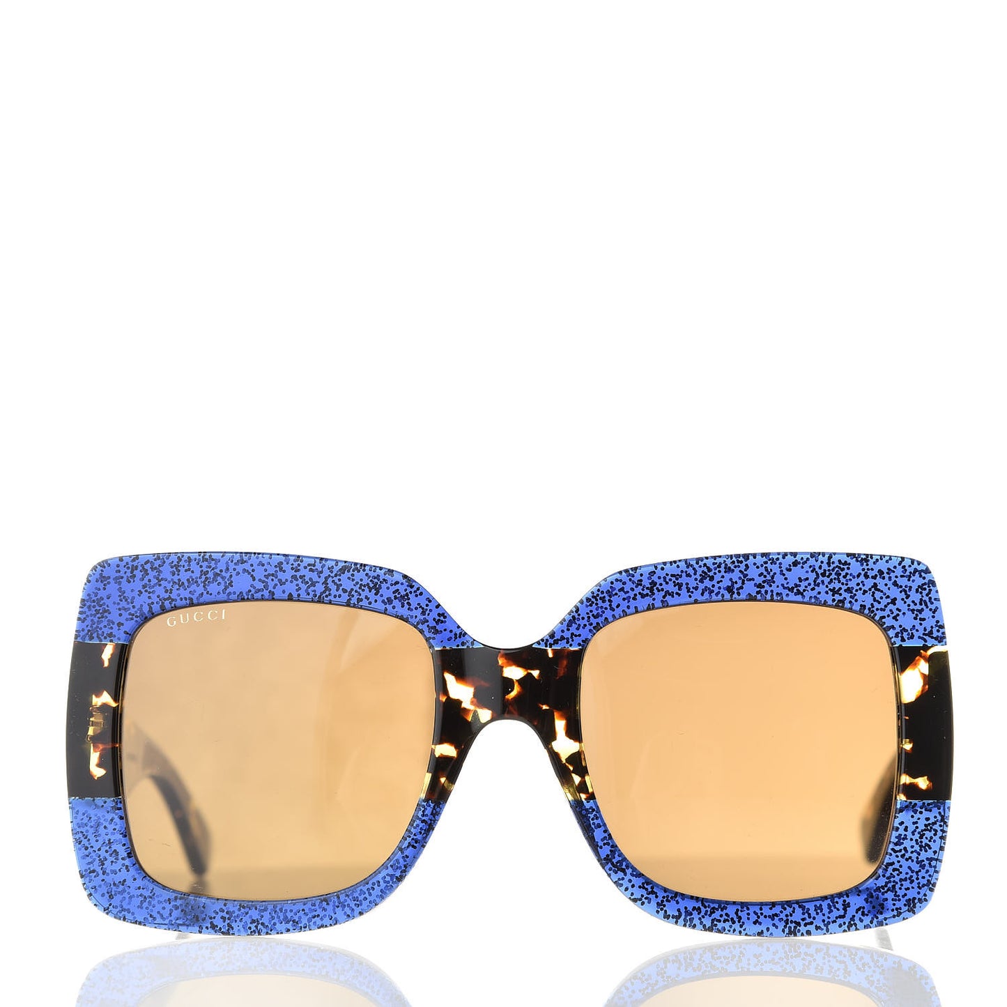 Square Frame GG0083S Sunglasses Glitter Blue Havana Brown