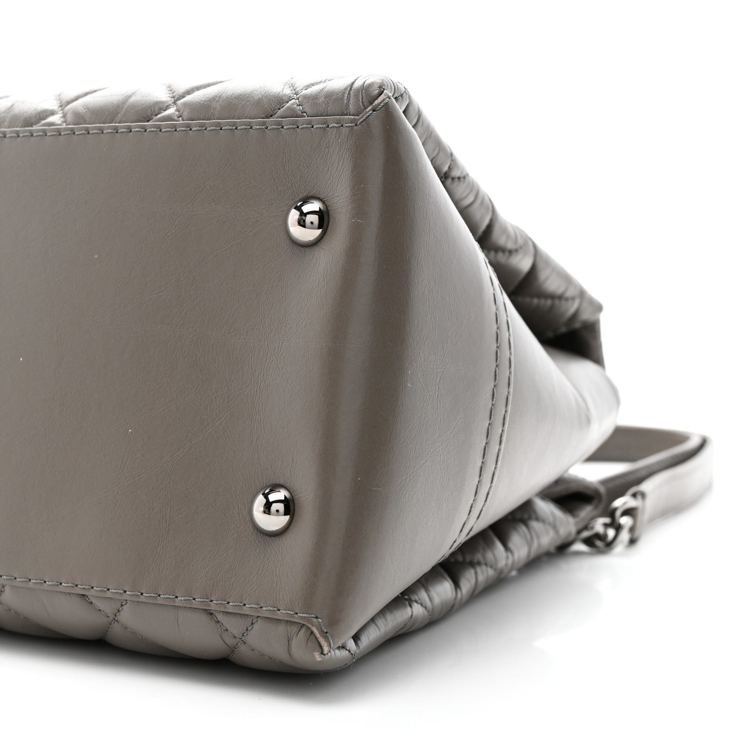 Aged Calfskin Lady Pearly Tote Grey