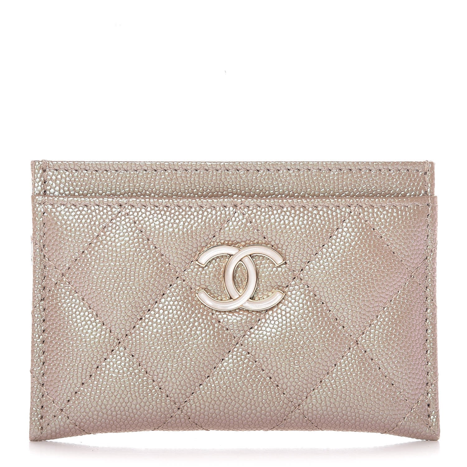 Chanel Iridescent Caviar Quilted Card Holder Beige 1 of 9