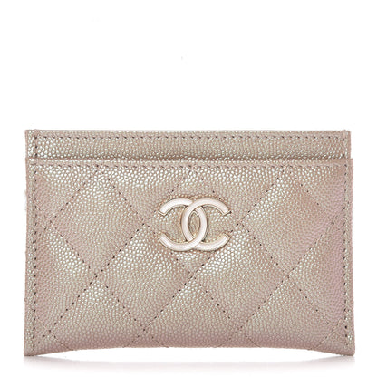 Chanel Iridescent Caviar Quilted Card Holder Beige 1 of 9