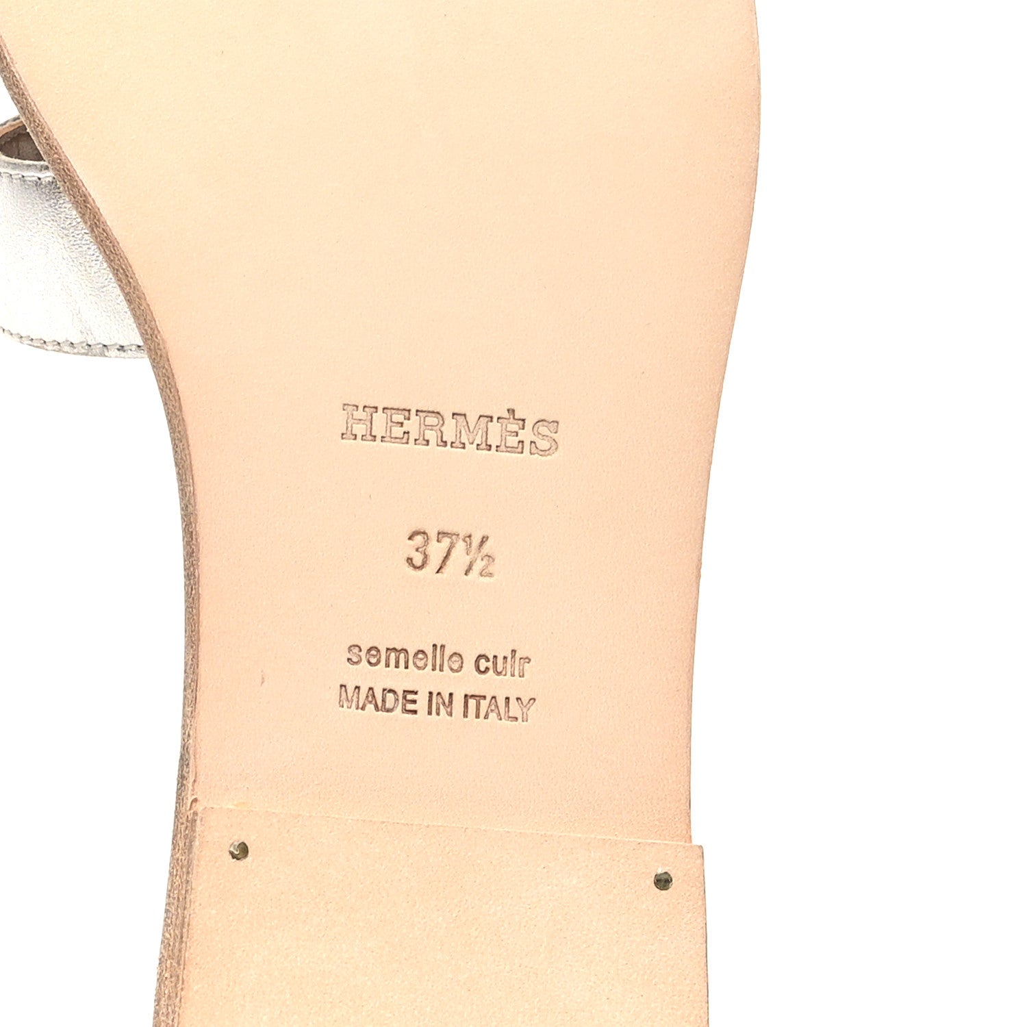 Hermes Metallic Nappa Oran Sandals 37.5 Gris Argente 7 of 9