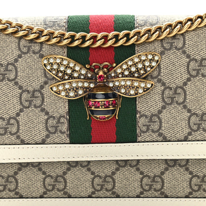 Gucci GG Supreme Monogram Web Queen Margaret Chain Wallet White 7 of 9