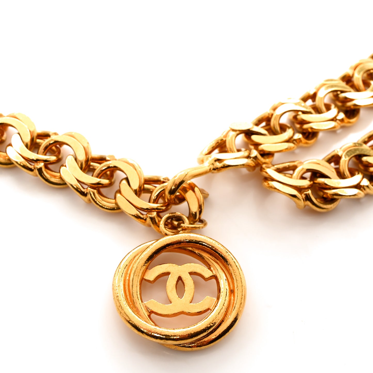 Metal Chain CC Medallion Belt Gold