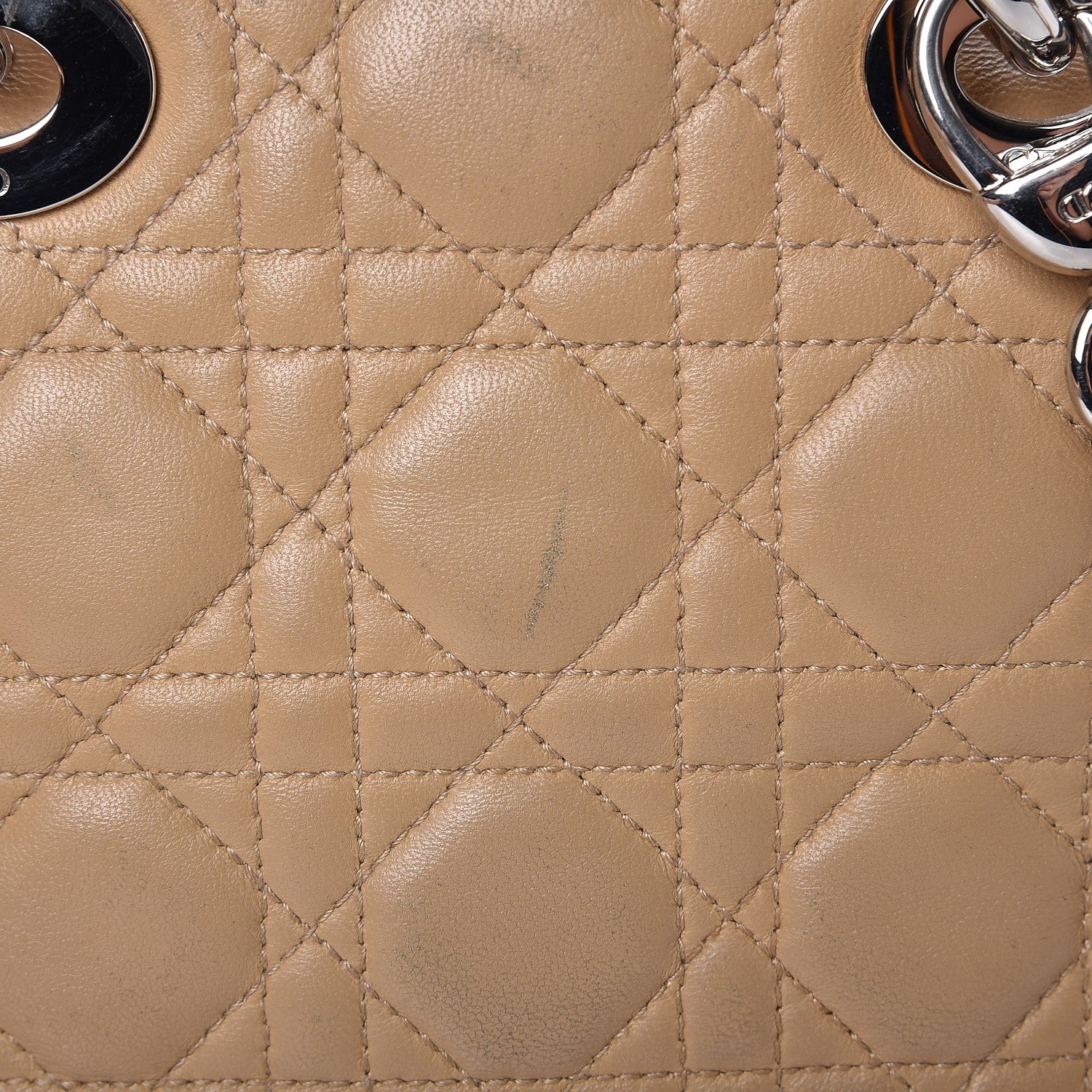 Christian Dior Lambskin Cannage Mini Lady Dior Beige 12 of 14