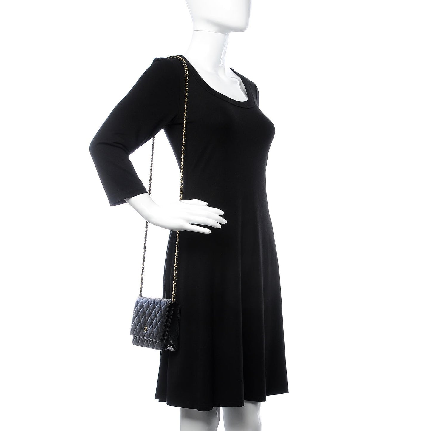 Caviar Quilted Wallet On Chain WOC Black