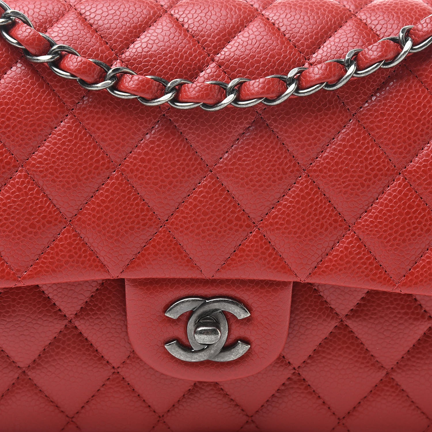 Chanel Caviar Quilted Medium Double Flap Red 8 of 12