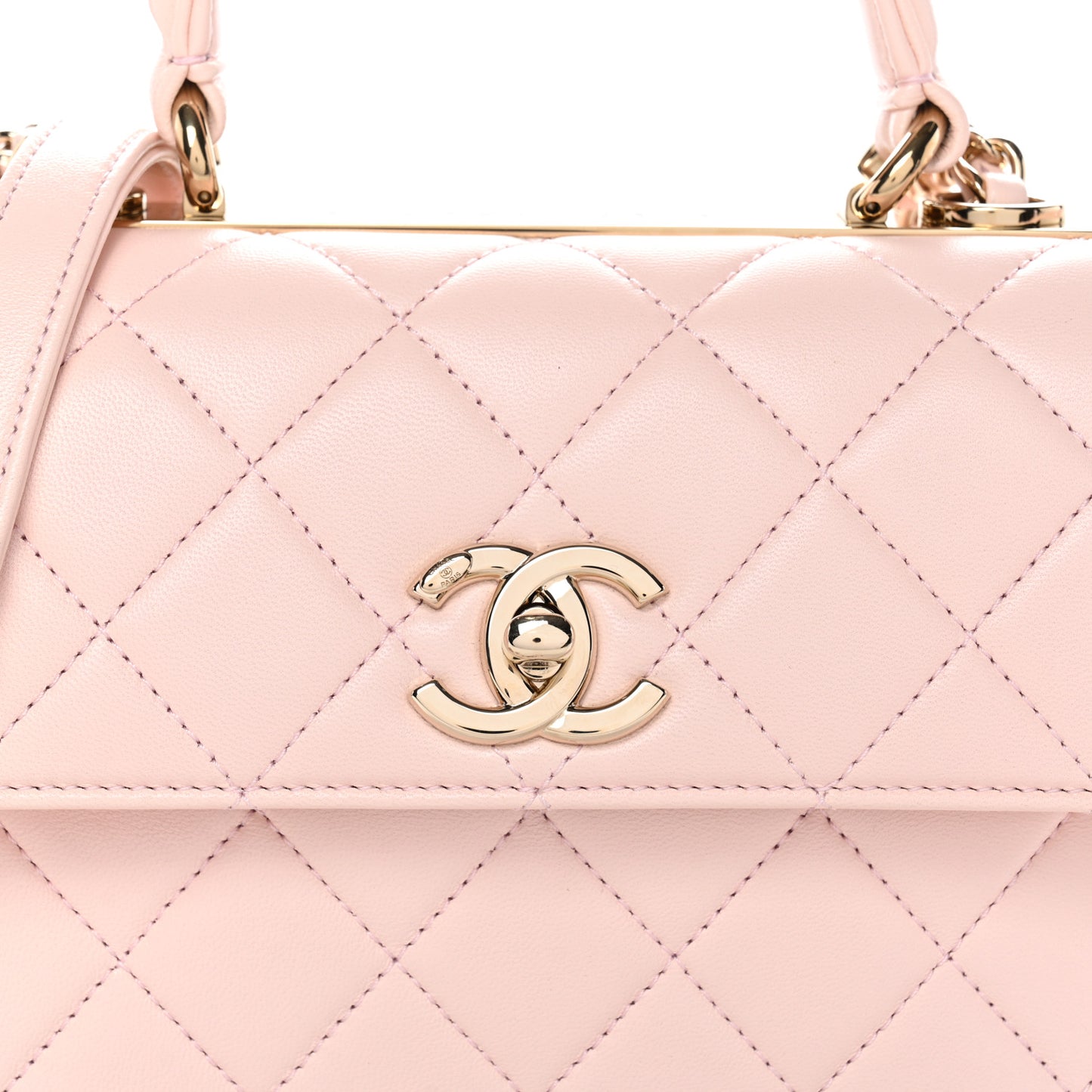 Lambskin Quilted Small Trendy CC Flap Dual Handle Bag Light Pink