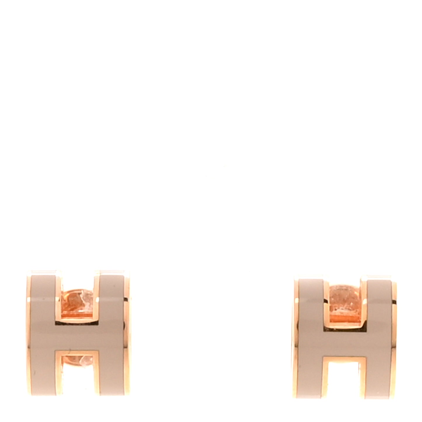 Rose Gold Lacquered Mini Pop H Earrings  Marron Glace