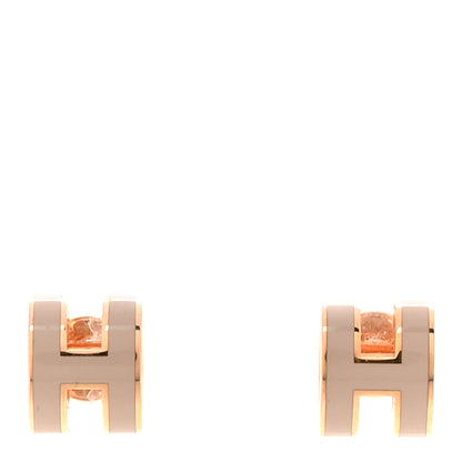 Hermes Rose Gold Lacquered Mini Pop H Earrings  Marron Glace 1 of 5