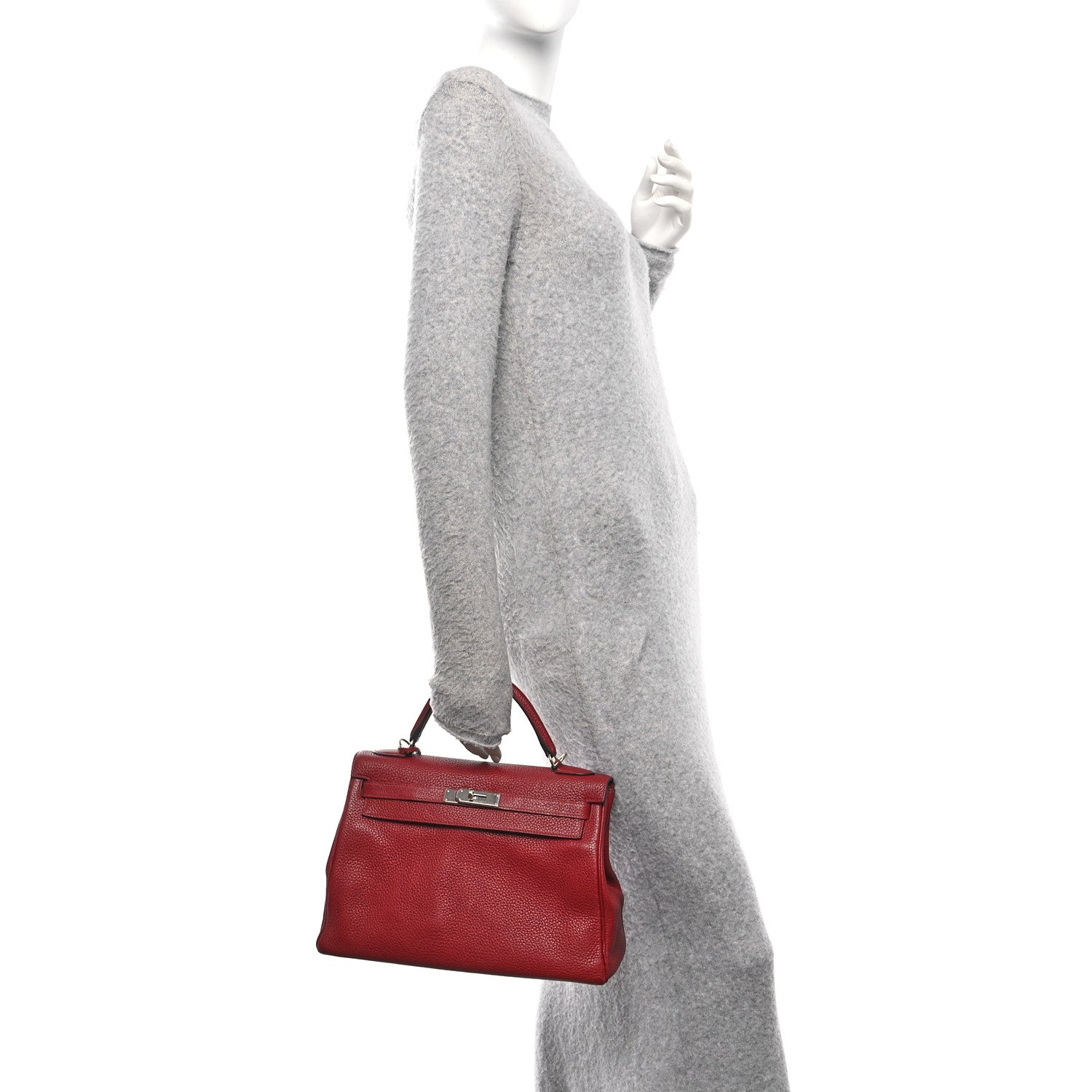 Hermes Taurillon Clemence Kelly Retourne 32 Rouge Grenat 2 of 10