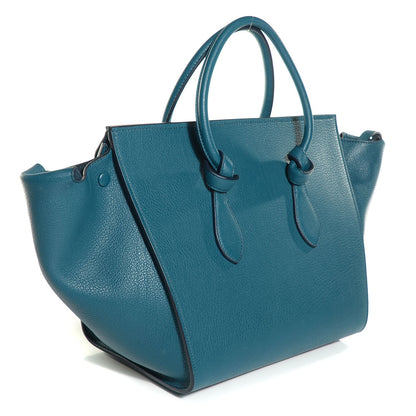 Celine Crisped Calfskin Small Tie Knot Tote Metallic Blue 3 of 11