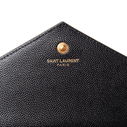 Saint Laurent Grain De Poudre Matelasse Chevron Monogram Chain Wallet Black 8 of 12