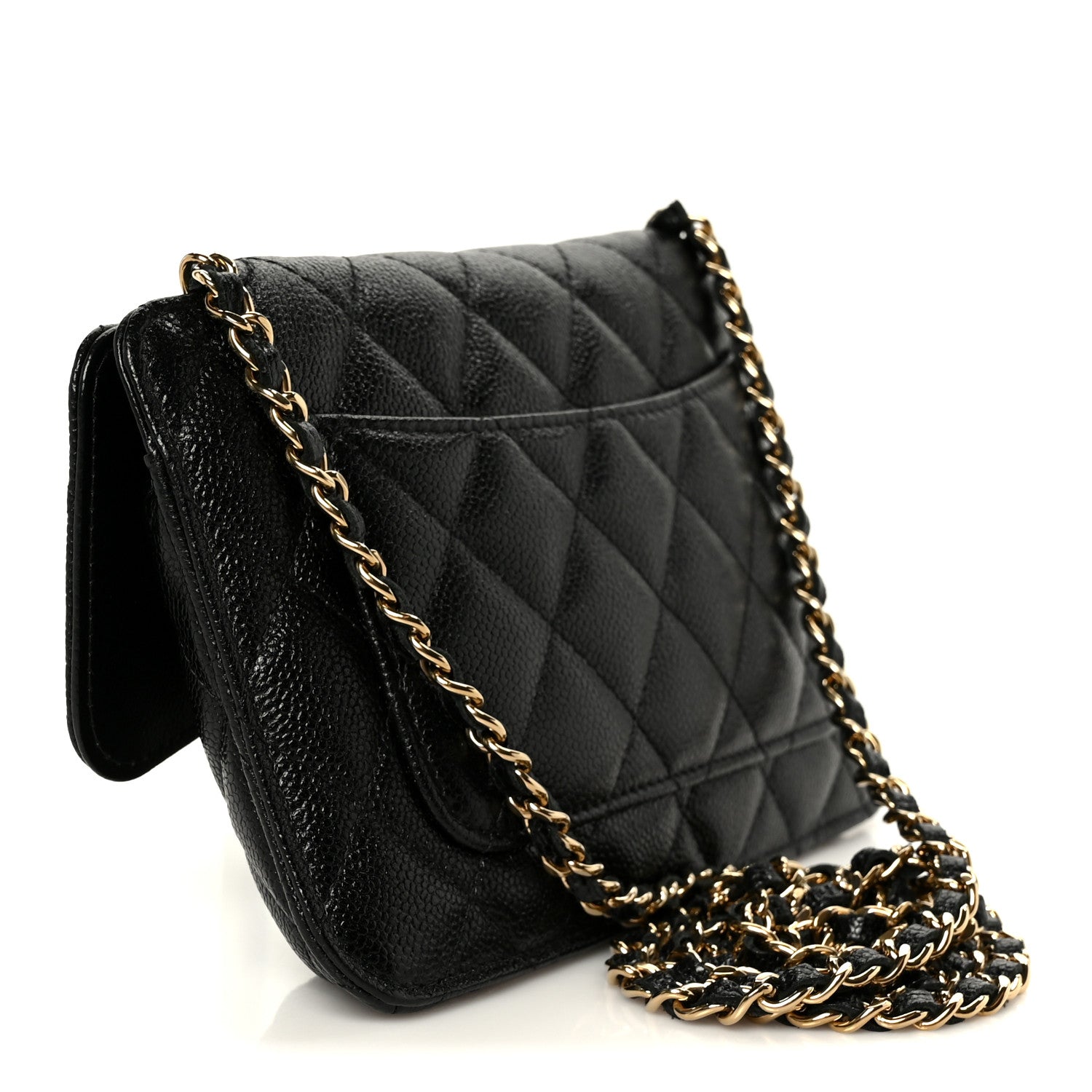 Chanel Caviar Fabric Foldable Tote Bag With Chain Black Multicolor 5 of 20