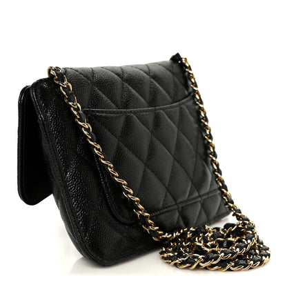 Chanel Caviar Fabric Foldable Tote Bag With Chain Black Multicolor 5 of 20
