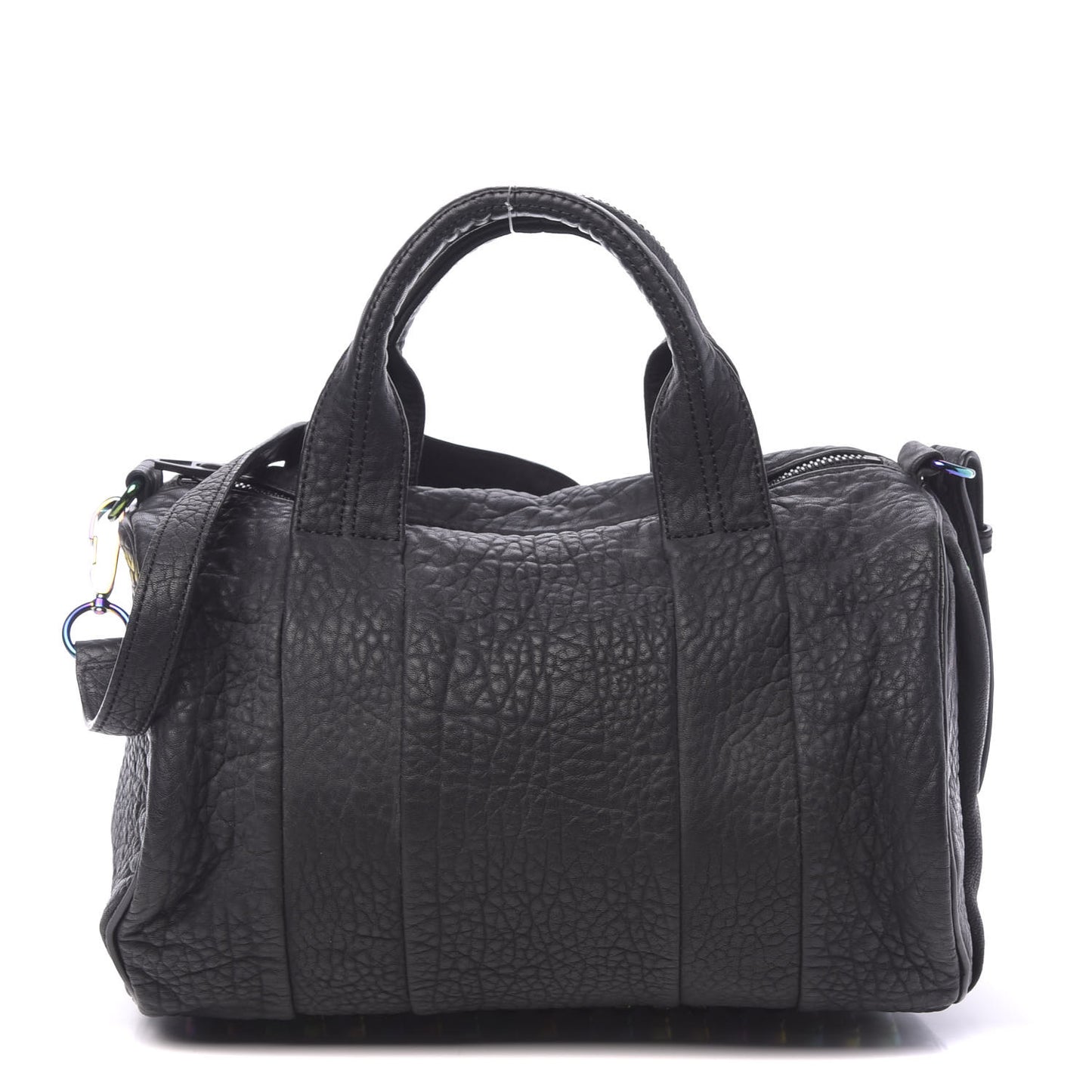 Pebbled Lambskin Rocco Matte Black Iridescent Hardware