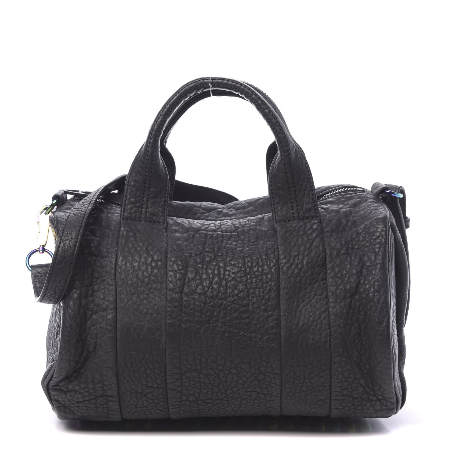 Alexander Wang Pebbled Lambskin Rocco Matte Black Iridescent Hardware 1 of 10