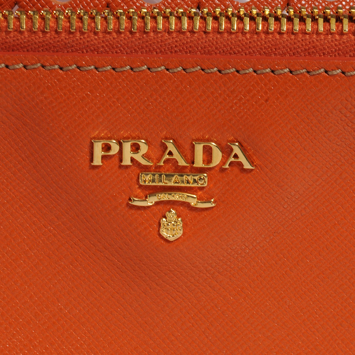 Prada Saffiano Perforated Tote Papaya 8 of 10